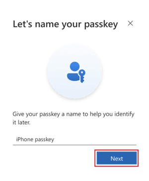 Enregistrement d’une passkey synchronisée (source : Microsoft Learn)
